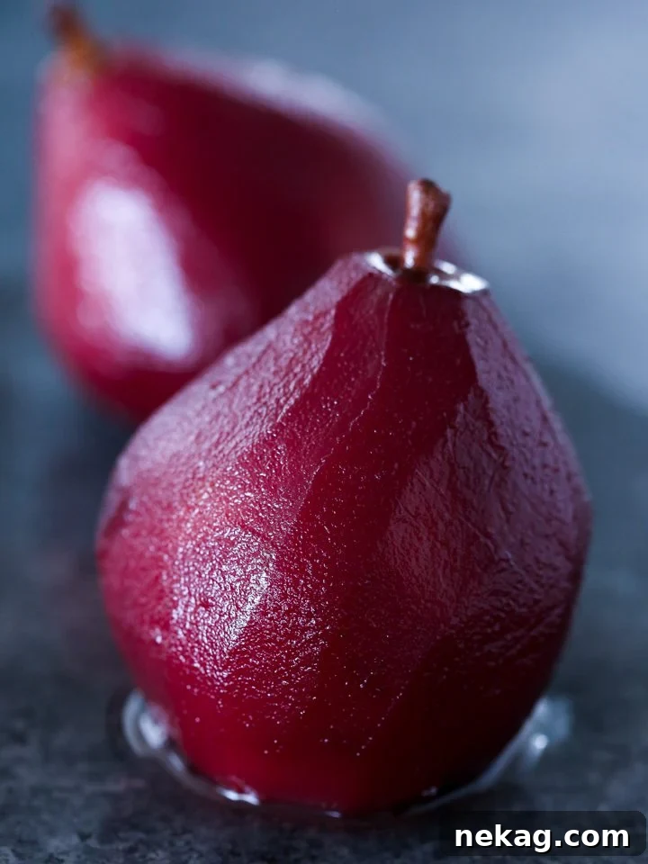 Red Wine Poached Pears