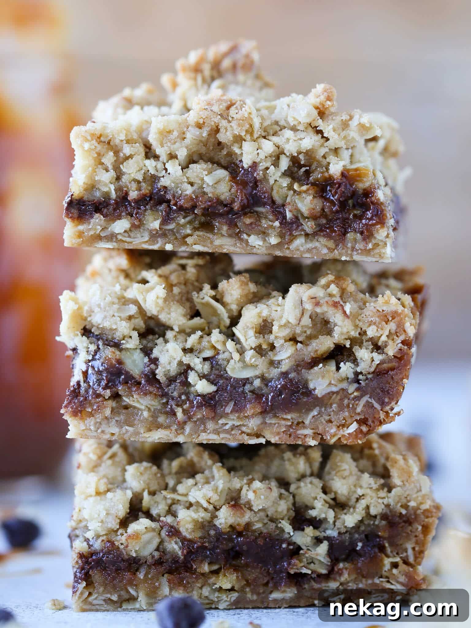 Carmelita Bars 2 Stacked Carmelita Cookie Bars with flowing caramel