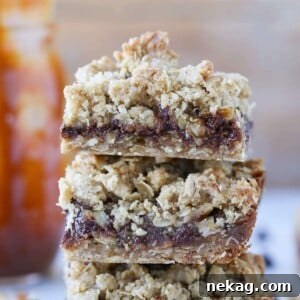 Caramelita Cookie Bars stacked