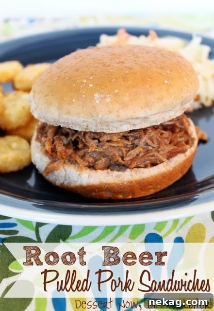 Root Beer Pulled Pork Sandwiches ready to serve