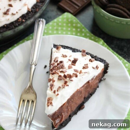 Decadent Chocolate Silk Pie 3 Homemade chocolate pudding topped with sweetened whipped cream, all nestled inside a chocolate cookie crust, makes the most delicious no-bake Chocolate Pudding Pie.