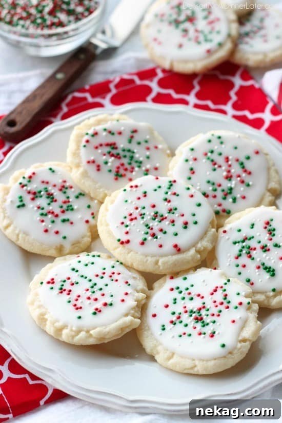 Perfect Christmas Meltaway Cookies 2 Soft, glazed Meltaway Cookies with red and green sprinkles for Christmas