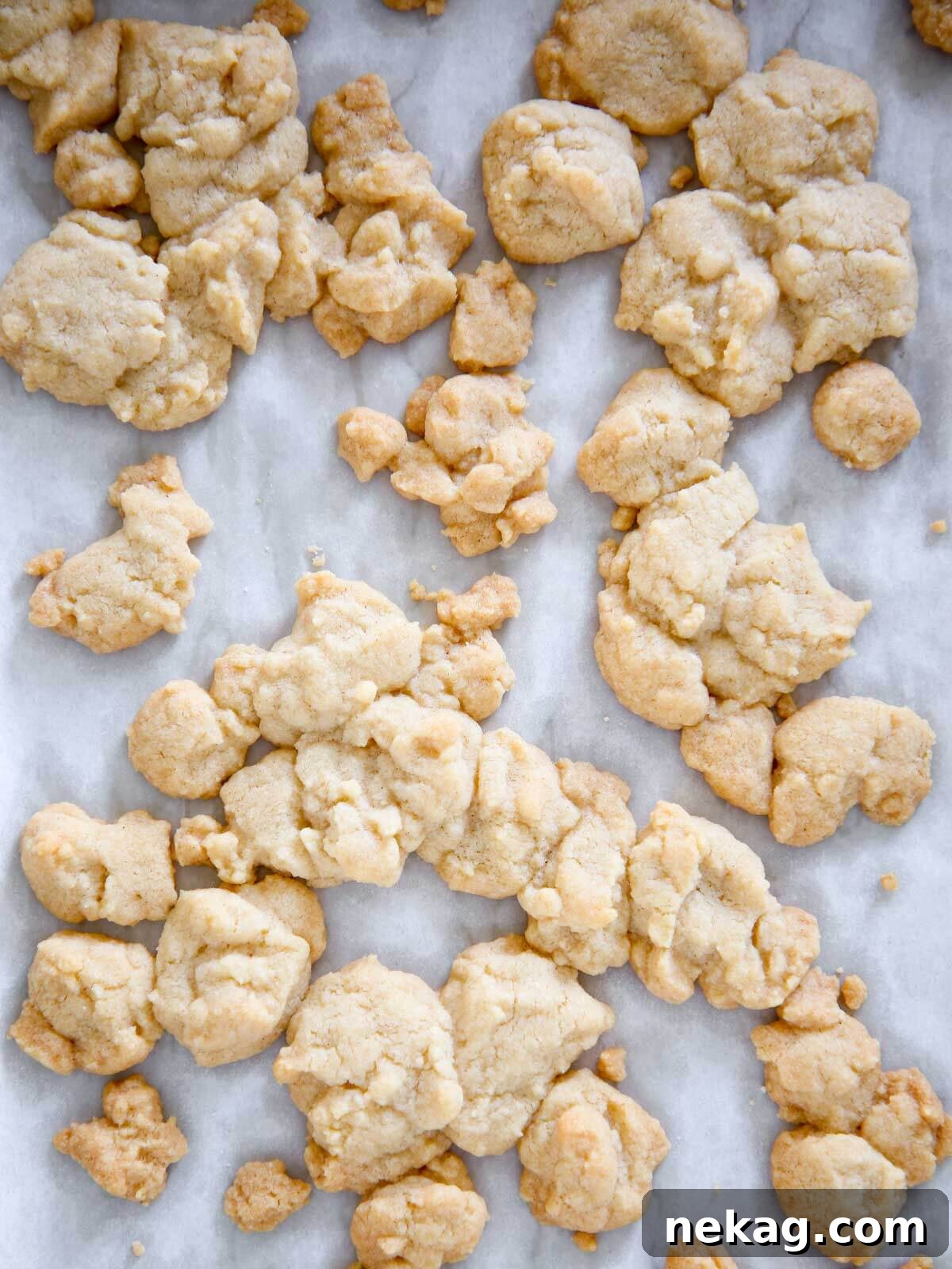 streusel topping baked on sheet pan.