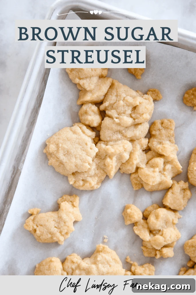 Brown sugar streusel on parchment paper.