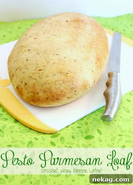 Delicious Pesto Parmesan Loaf, freshly baked