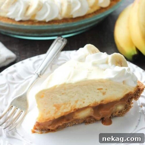 Golden Caramel Banana Dream Pie 2 This Caramel Banana Cream Pie is heavenly and so easy to make! With caramel and freshly sliced bananas on the bottom of a homemade graham cracker crust, and a rich, creamy pudding layer on top, this banana cream pie is sure to be your new favorite dessert!