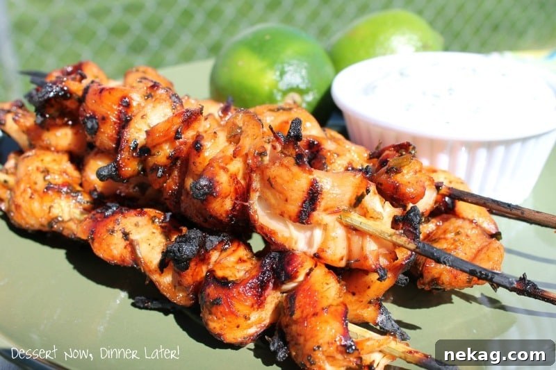 Flavorful Chipotle Chicken Skewers ready to grill