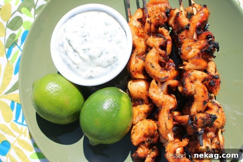 Creamy Cilantro Lime Dip and Grilled Chicken Skewers