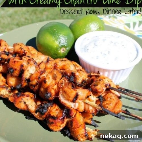 Chipotle Chicken Skewers with Creamy Cilantro Lime Dip