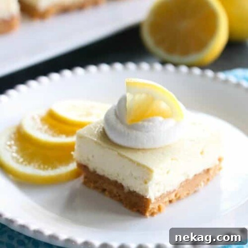 Lemon Cheesecake Bars are creamy and lightly sweet with a bright and tangy lemon flavor throughout for a wonderful spring time dessert.