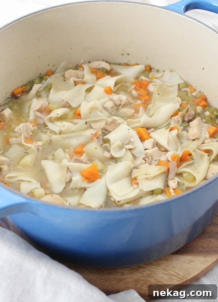 Hearty Homemade Chicken Noodle Soup simmering