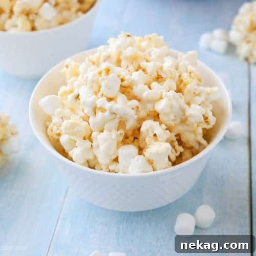 Marshmallow Popcorn is an easy and cheap snack that feeds a crowd! Perfect for movie night!