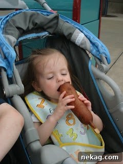 My Disney Magic Revealed 15 Close-up of a Disneyland corn dog, highlighting its thick, crispy corn batter