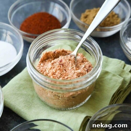 A beautiful image of homemade taco seasoning, capturing its rich color and inviting texture. Perfect for inspiring your next taco night.