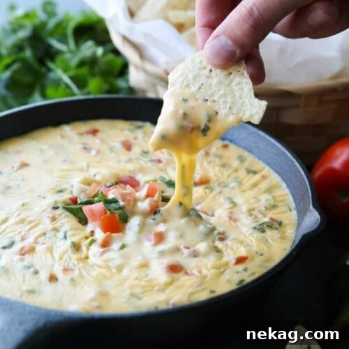 Creamy Queso Dip ready to serve