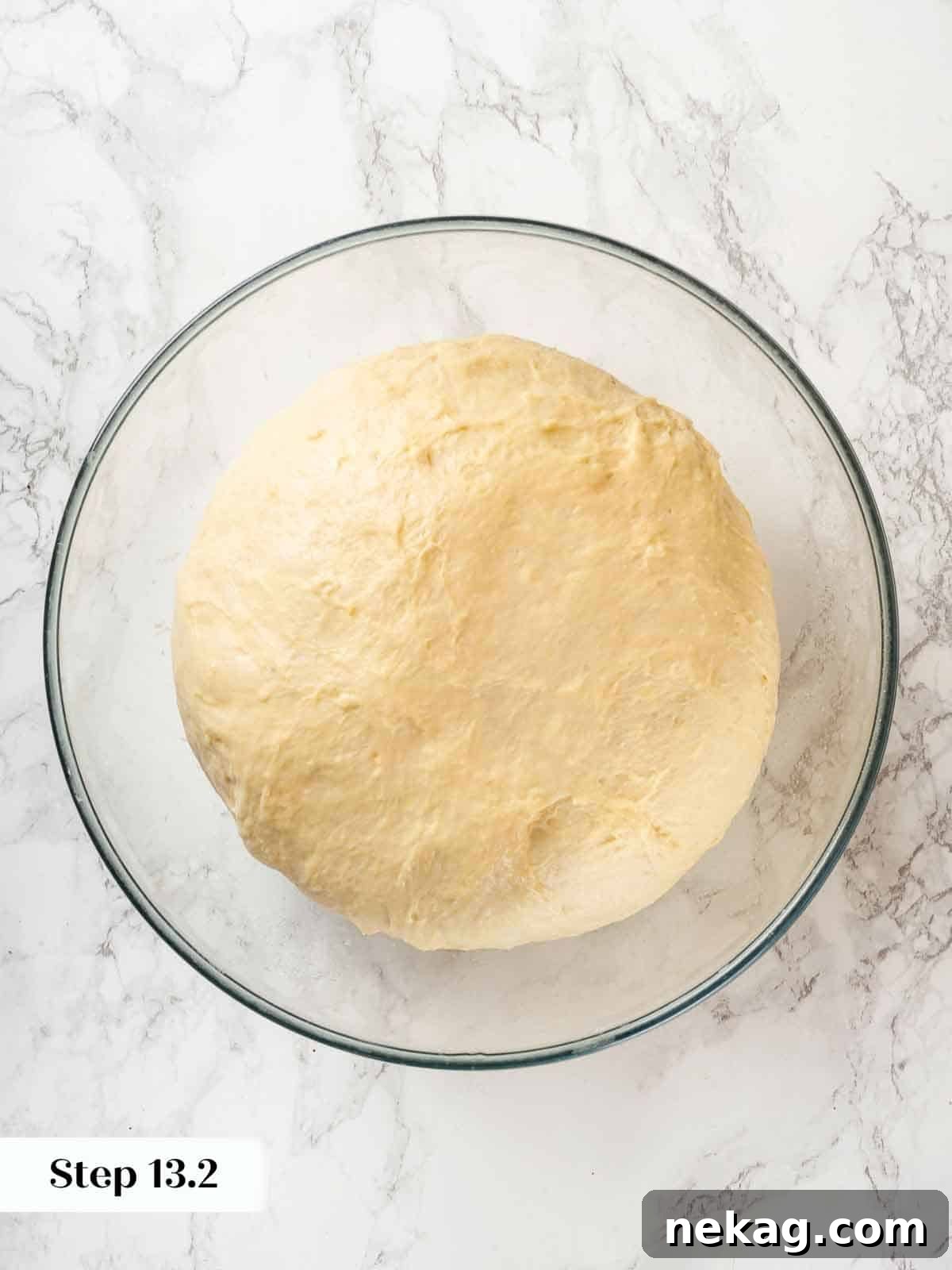 Tender Potato Loaf 13 A round of potato bread dough proofed.