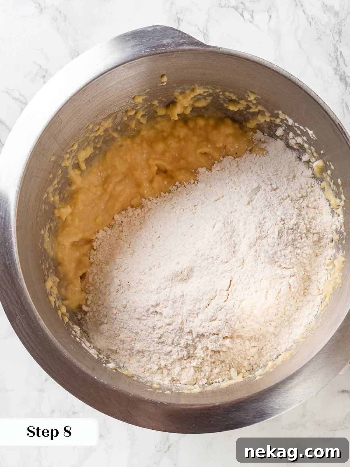 Tender Potato Loaf 7 A bowl of flour, salt, and sugar before being mixed for potato bread dough.