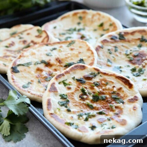 Easy Garlic Naan made with frozen dough