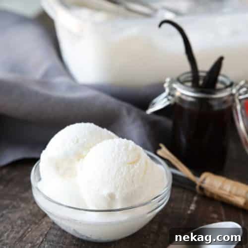 Easy vanilla ice cream made with or without cream (just milk). No eggs and no cooking required!