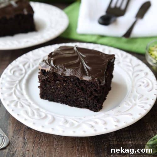 Secret Zucchini Chocolate Fudge Cake 2 Chocolate Zucchini Cake is rich and moist, and topped with a decadent chocolate frosting. You'd never know there was zucchini hidden in this easy and delicious chocolate cake!