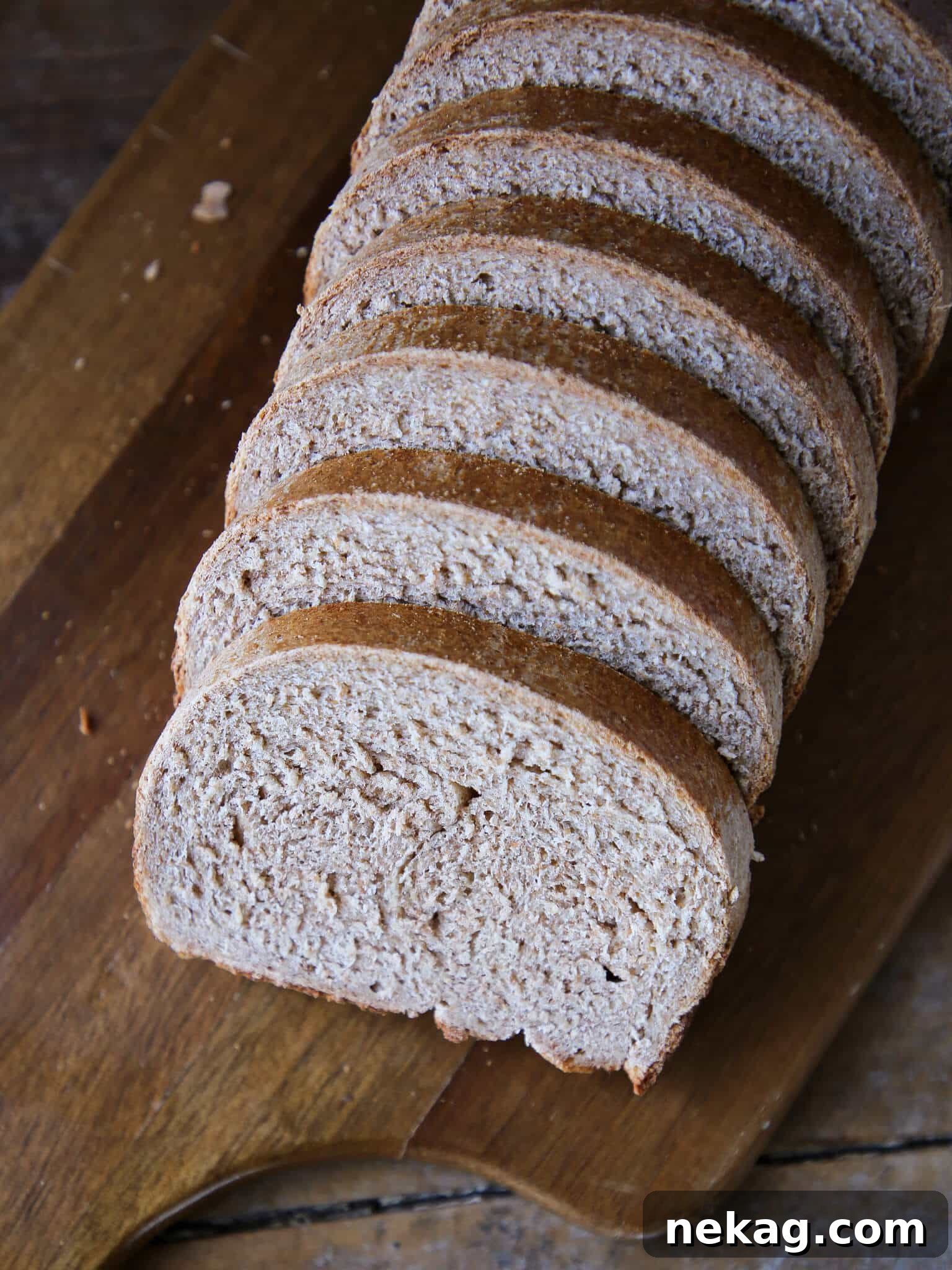 Whole Wheat Breadmaking 2 Whole wheat bread sliced tender inside, showcasing its soft crumb and golden crust.