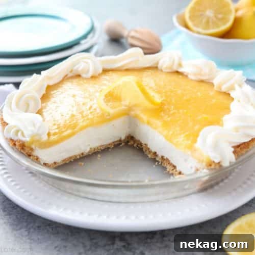 Lemon Cream Cheese Pie has layers of no-bake cheesecake and an easy microwave lemon curd inside of a vanilla wafer crust. It’s the perfect combination of sweet and tart. A great dessert for spring, Easter, or summer!