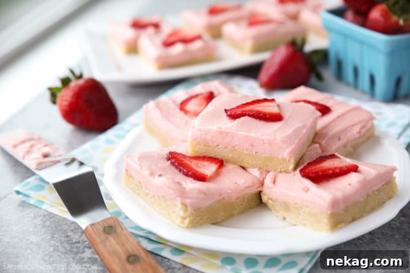 Strawberry Dream Bars 5 Strawberry Sugar Cookie Bars - soft, moist sugar cookie bars are topped with a natural strawberry frosting. Super easy to make and serves a crowd!