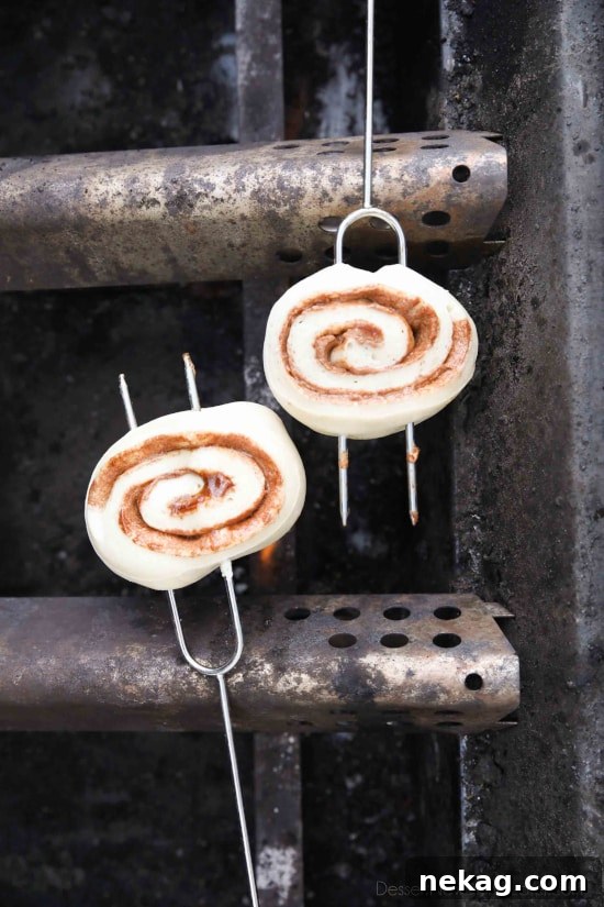 Fireside Cinnamon Swirls 6 Campfire Cinnamon Rolls are cooked on a stick over a fire or grill. As easy as a can of biscuits, but with real yeast dough instead! The best cinnamon rolls you will ever have while camping!