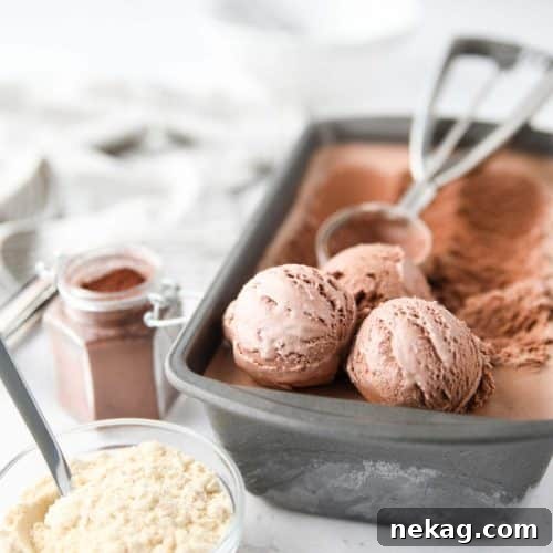 Scoops of homemade chocolate malt ice cream in a bowl.