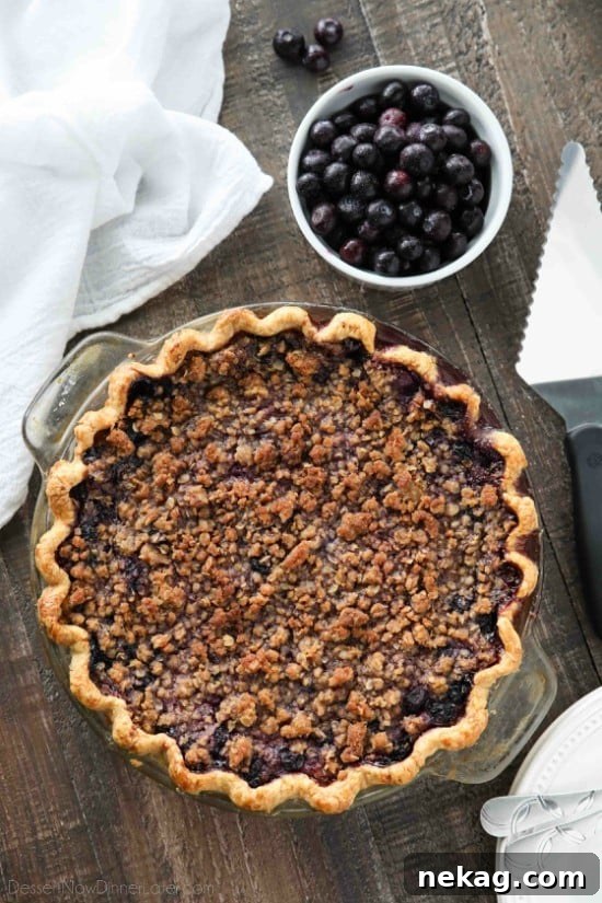 Velvet Blueberry Streusel Delight 3 The Blueberry Cream Pie cooling on a wire rack, showcasing its golden-brown streusel and rich filling, ready to be sliced.