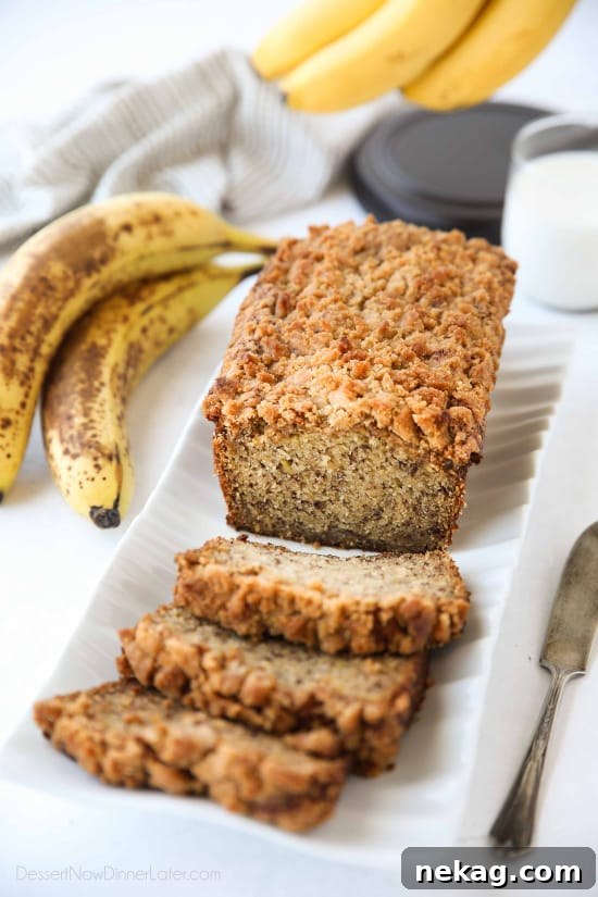 Streusel Coffee Banana Bread 2 Coffee Cake Banana Bread combines classic banana bread with the amazing cinnamon streusel of coffee cake. This delicious quick bread is perfect for breakfast, brunch, or dessert.