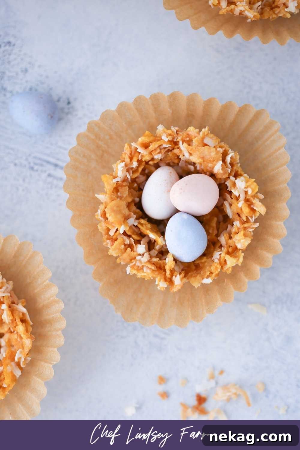 Coconut White Chocolate Nests Close Up