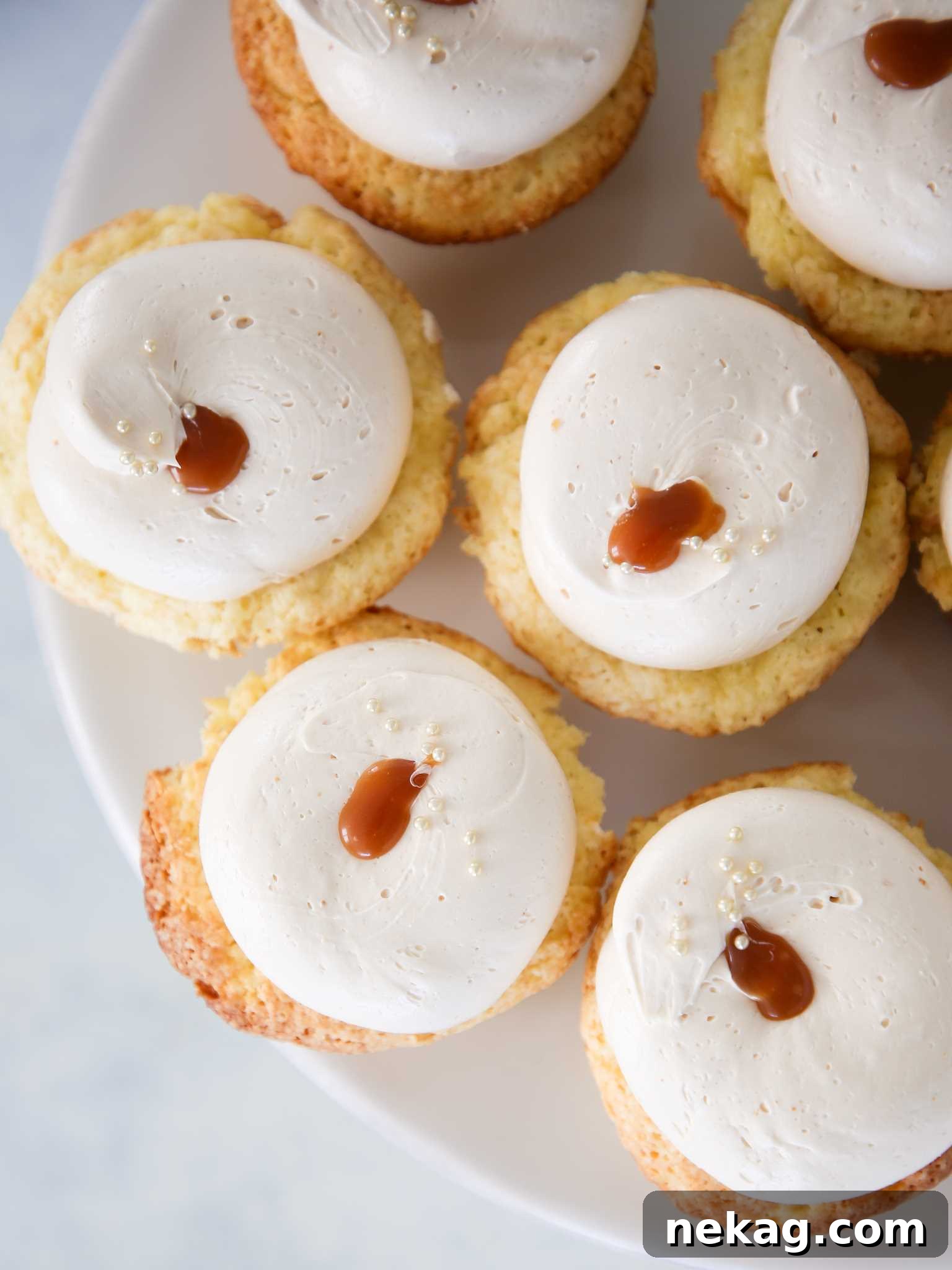 Plated Individual Caramel Cupcakes with elegant presentation