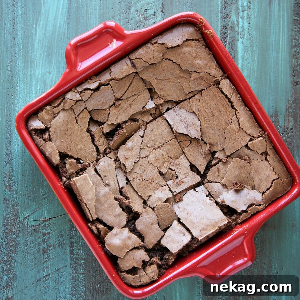 Nutty Brown Butter Brownies 5 Freshly baked Brown Butter Brownies cooling on a blue countertop, ready to be cut and enjoyed.