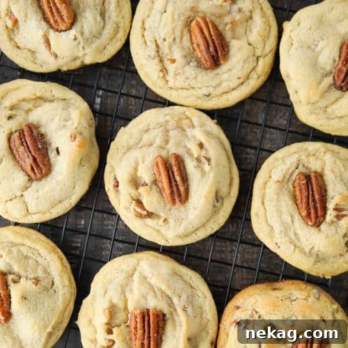 Beautifully baked Butter Pecan Cookies, ready to be enjoyed.