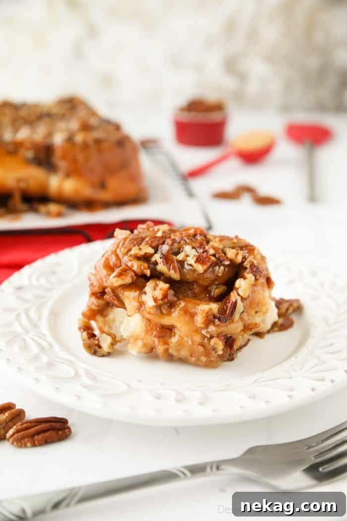 These easy caramel pecan rolls are so sticky, gooey, and delicious. They're semi-homemade using frozen cinnamon rolls and a quick homemade caramel. 