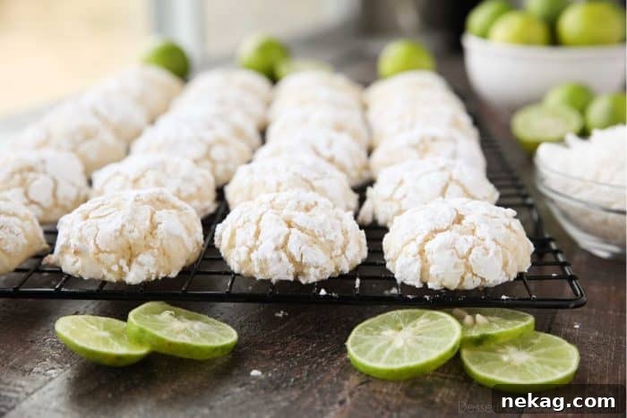 Tropical Coconut Key Lime Crinkle Cookies 6 Puffy, soft, and chewy, these tropical key lime coconut crinkle cookies are a spring and summer delight.
