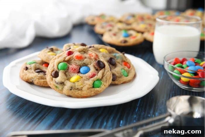Perfect M and M Cookies Video Guide 6 The BEST M&M cookies – soft, chewy, and loaded with chocolate chips and M&M's, a perfect dessert.