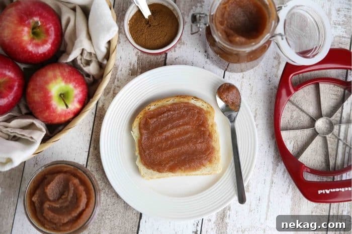 Rich & Velvety Homemade Apple Butter 10 Apple butter is thicker than applesauce with a rich caramelized flavor and warm fragrant spices. It's used as a spread, topping, or snack.