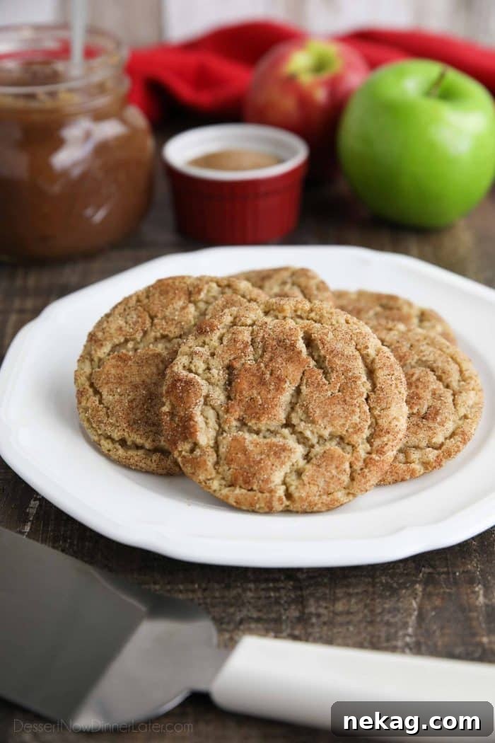 Apple Butter Cookies Video Recipe 5 Close up side view of crinkle cookies on a plate.