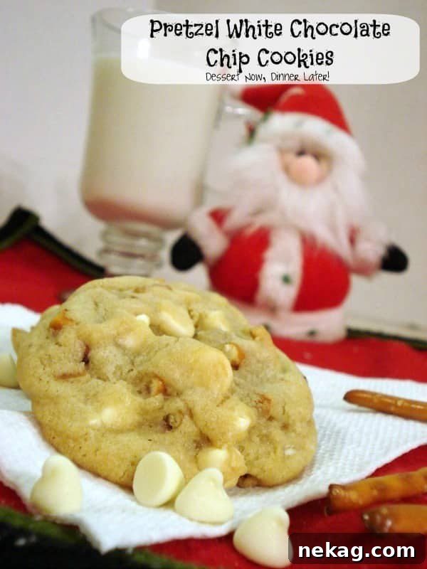 White Chocolate Pretzel Cookies 2 Delicious Pretzel White Chocolate Chip Cookies on a cooling rack, showcasing their golden edges and chunky texture.