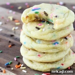 Lemon Pudding Cookies with Funfetti Sprinkles stacked