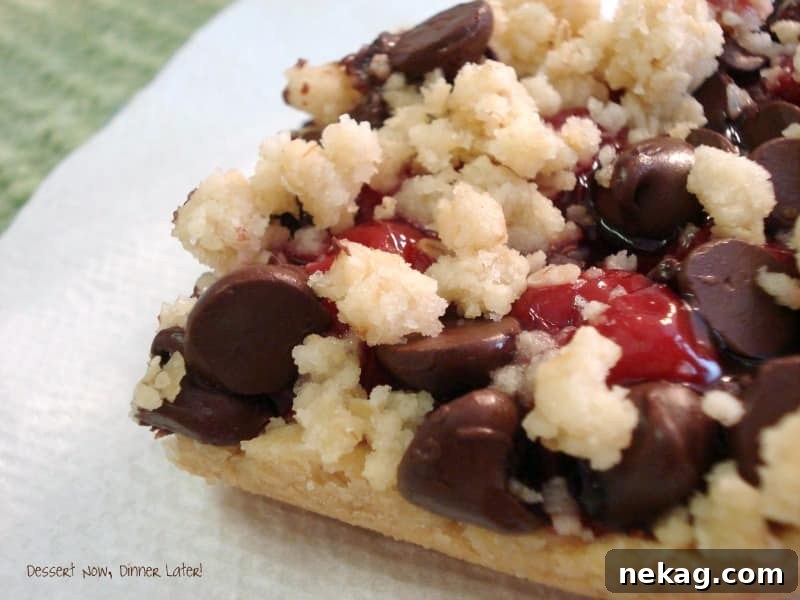 Cherry Chocolate Chip Crumble Bars 4 Cherry Chocolate Chip Crumb Bars are a unique and delicious treat!