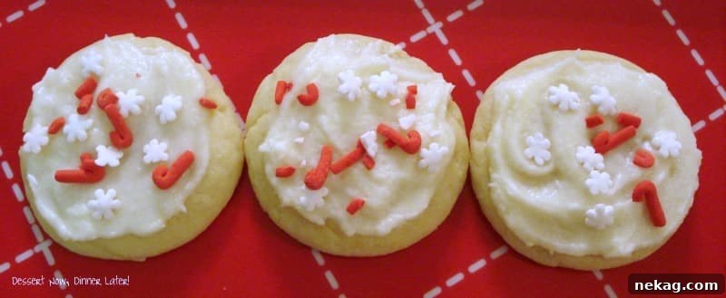 No Roll Frosted Sugar Cookies are so soft, chewy, and easy to make! No rolling and cutting required!