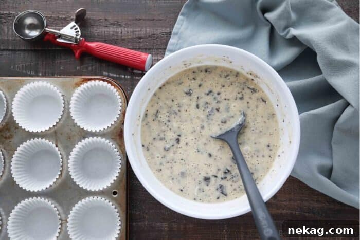 Cookies and Cream Cupcakes 8 Finished cookies and cream cupcake batter.