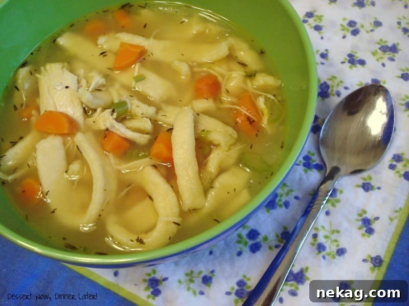 Handcrafted Noodles in Hearty Chicken Broth 5 Close-up of Homemade Noodles & Chicken Soup