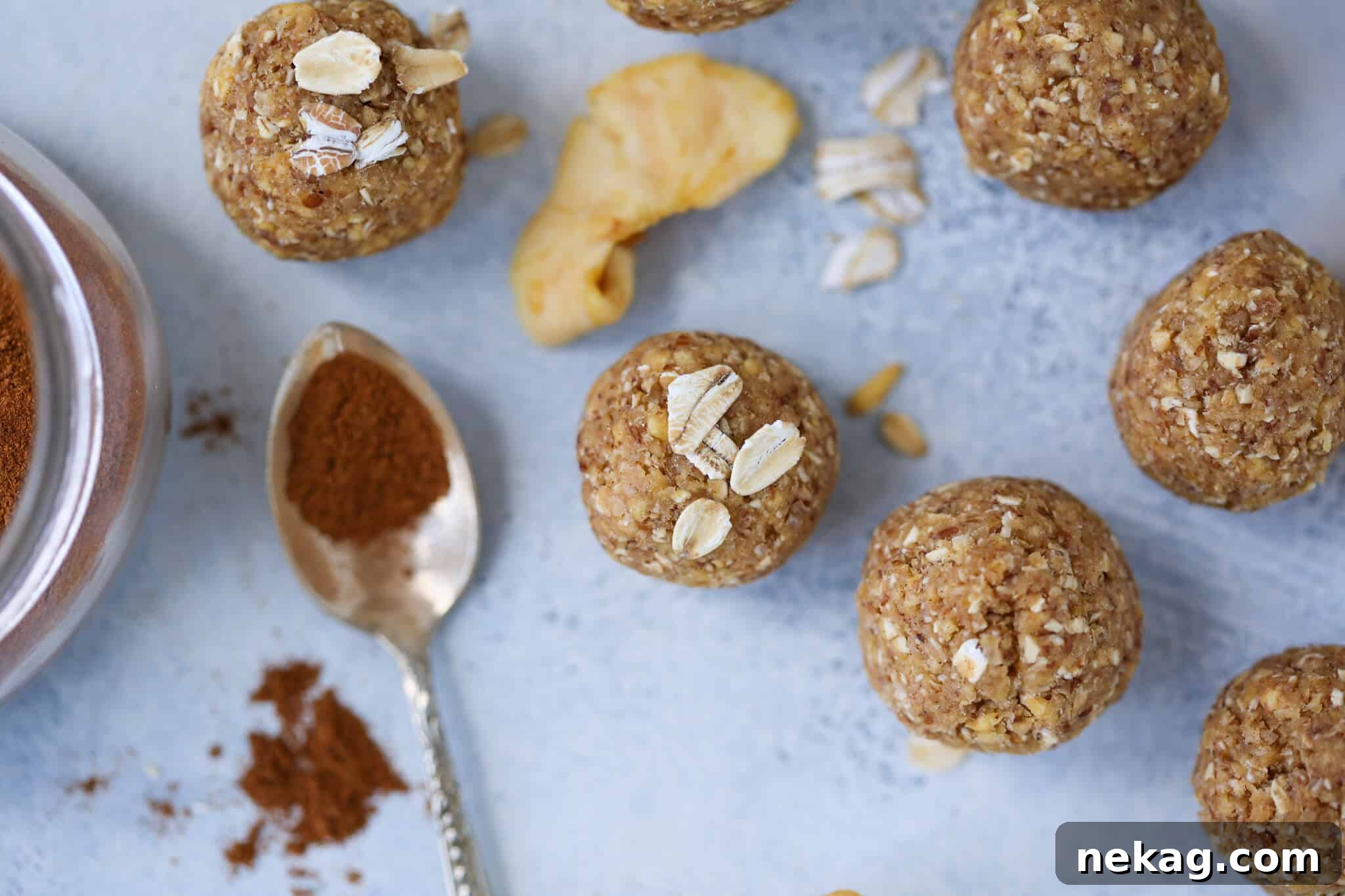 Spiced Apple Crisp Energy Bites 3 Apple Crisp Energy Bites Apple Slice - a beautifully arranged apple slice next to the energy bites