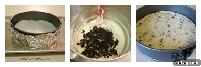Layered Oreo Cheesecake Cake ready for frosting