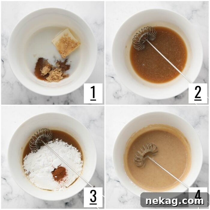 Golden Cinnamon Drizzle 5 Steps to make cinnamon brown sugar glaze.