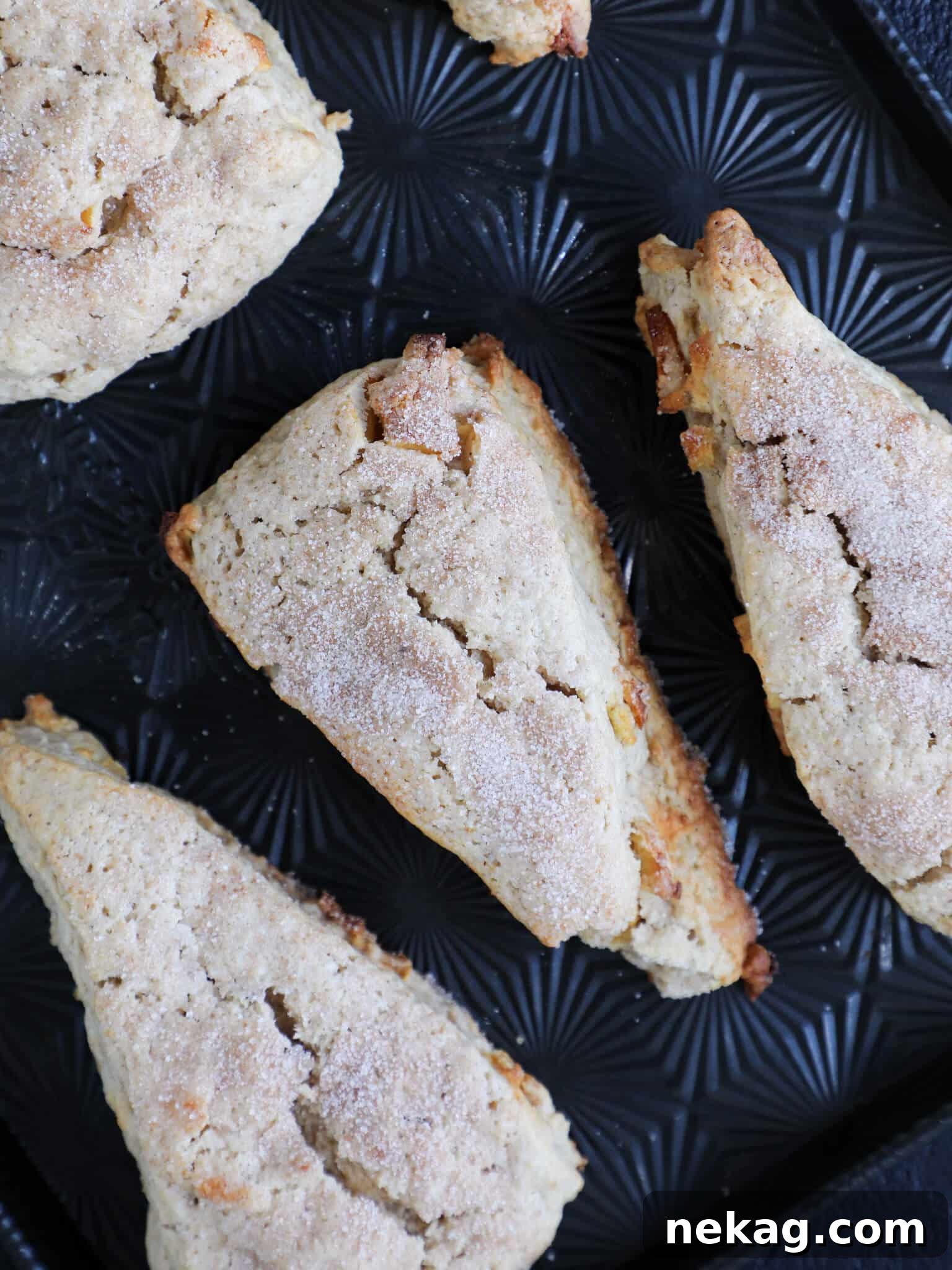 Spiced Apple Scones in a baking dish, golden brown and perfectly risen.
